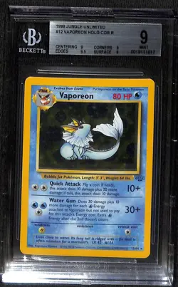 Pokemon Vaporeon Jungle Unlimited Holo 12/64 BGS 9 - Image 1