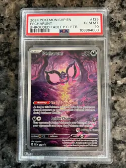 Pecharunt SVP 129 Pokemon Center PSA 10 Shrouded Fable Black Star promo - Image 1