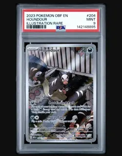 2023 POKEMON OBF EN-OBSIDIAN FLAMES ILLUSTRATION RARE #204 HOUNDOUR PSA 9 - Image 1