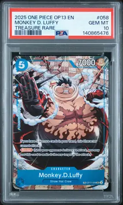 2025 ONE PIECE MONKEY D. LUFFY OP13-CARRYING ON HIS WILL TREASURE RARE PSA 10 - Image 1