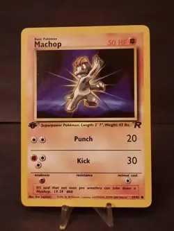 Pokemon Card Team Rocket 1st Edition Regular Finish Machop 59/82 VLP-NM - Image 1