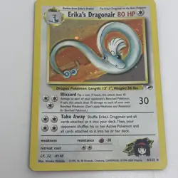 Pokemon TCG Erika's Dragonair Gym Heroes Rare Holo Card 4/132 Swirl LP MP WOTC - Image 1
