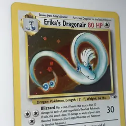 Pokemon TCG Erika's Dragonair Gym Heroes Rare Holo Card 4/132 Swirl LP MP WOTC - Image 4