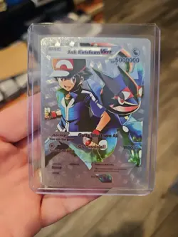 Ash Ketchum Vmax Silver Foil Fan Art Vinyl Premium Collector Card Left - Image 1
