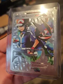 Ash Ketchum Vmax Silver Foil Fan Art Vinyl Premium Collector Card Left - Image 2