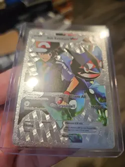 Ash Ketchum Vmax Silver Foil Fan Art Vinyl Premium Collector Card Left - Image 3