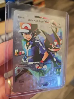 Ash Ketchum Vmax Silver Foil Fan Art Vinyl Premium Collector Card Left - Image 4