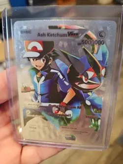 Ash Ketchum Vmax Silver Foil Fan Art Vinyl Premium Collector Card Left - Image 5