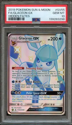 Glaceon GX SV55/SV94 Hidden Fates Full Art Rare PSA 10 Gem Mint Pokemon Card - Image 1