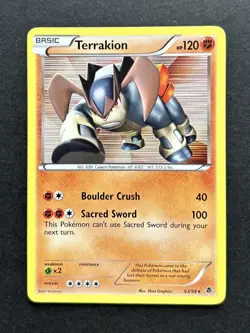 Pokemon Card Terrakion 63/98 Holo Foil Emerging Powers Rare LP 2011 - Image 1