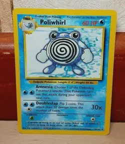 Poliwhirl Pokemon trading card. 38/102. Water type card. Stage 1. - Image 1