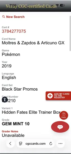 2019 POKEMON PROMO #SM210 MOLTRES & ZAPDOS & ARTICUNO GX CGC 10 GEM MINT. - Image 4
