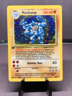 Pokemon TCG Machamp Holo 1st Edition Base Set #8/102 Holo Rare VTG WOTC - Image 1