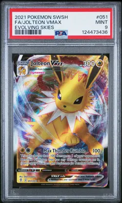 2021 POKEMON SWORD & SHIELD EVOLVING SKIES #051 FULL ART/JOLTEON VMAX PSA 9 - Image 1