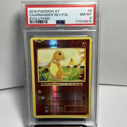 2016 Pokemon XY Evolutions Charmander Rev. Foil #9 PSA 8 - Image 1