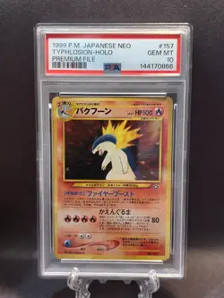 1999 Pokemon Japanese Neo Promo #157 Typhlosion Holo Premium File PSA 10 - Image 1