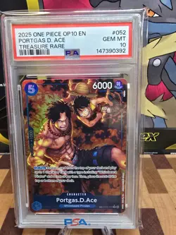 2025 ONE PIECE OP08-052 ROYAL BLOOD PORTGAS D ACE TREASURE RARE TR PSA 10 - Image 1