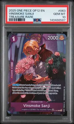 One Piece OP12 Legacy of the Master - Vinsmoke Sanji - OP10-063 TR - PSA 10 - Image 1