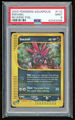 2003 SNEASEL REVERSE FOIL AQUAPOLIS PSA 9 MINT #110/150 POKEMON CARD TCG WOTC - Image 1