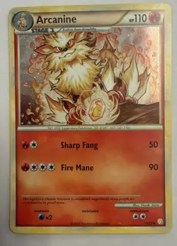 Arcanine 1/123 HeartGold SoulSilver Holo Rare Pokemon Card 2010 LP - Image 1