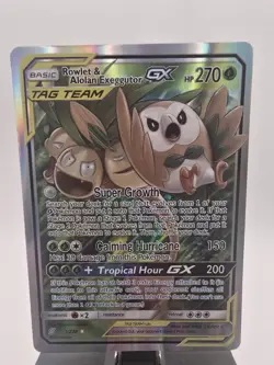 Rowlet & Alolan Exeggutor GX 1/236 Sm-Unified Minds Holo FAN ART CARD - Image 1