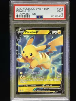 Pokemon TCG Black Star Promo BSP - Pikachu V - SWSH063 - PSA 9 Graded Mint - Image 1