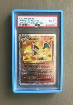Pokemon 2002 Legendary Collection #3 Charizard Reverse Foil PSA 6 - Image 1