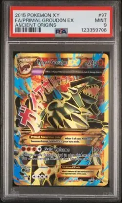2015 POKEMON XY ANCIENT ORIGINS #97/98 PRIMAL GROUDON EX FULL ART PSA 9 - Image 1