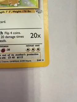 Kangaskhan 5/64 Jungle Holo Rare Pokemon Card 1999 WOTC LP - Image 2