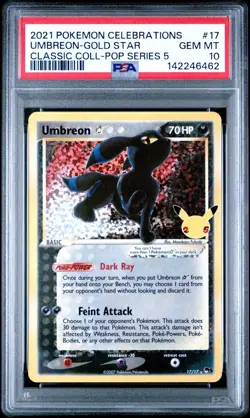 Pokemon TCG Umbreon Star #17 Celebrations Holo Card PSA 10 - Image 1