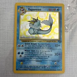 Pokemon TCG Vaporeon Card 12/64 - HOLO FOIL Shiny Base Jungle *LP* Vintage Card - Image 1