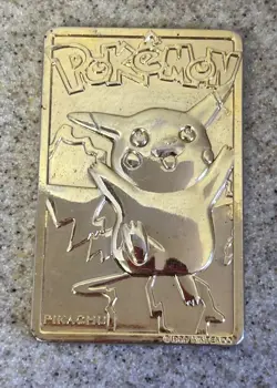 VINTAGE Gold Plated 1999 Pikachu Raichu Evolution Card #25 Mouse Pokemon - Image 2