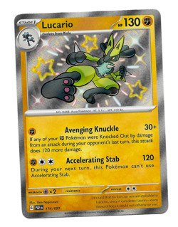 Pokemon TCG Lucario Shiny Rare SV: Paldean Fates 174/091 NM - Image 1