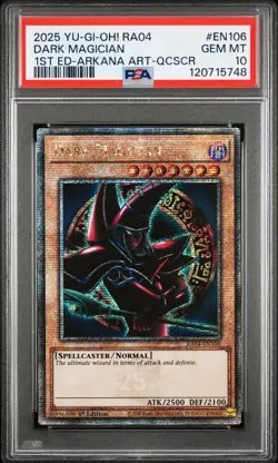 Yugioh PSA 10 2025 Dark Magician RA04-EN106 QCR 1st Edition "Arkana Art" *5748 - Image 1