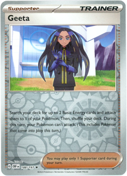 Geeta (Reverse Holo) - 188/197 - Obsidian Flames - Pokemon LP English - Image 1