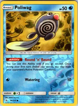 Poliwag (36) 36/214 SM - Unbroken Bonds Pokemon NM/LP Reverse Holo - Image 1