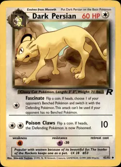 Dark Persian 42/82 Unlimited - Pokemon Team Rocket - MP - Image 1