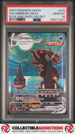 2021 Pokemon Sword & Shield Evolving Skies #215 Umbreon Vmax PSA 10 - Image 1