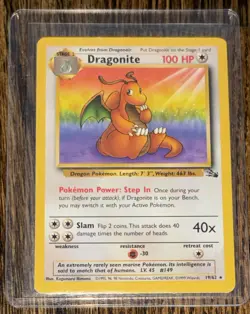 1999 Pokemon Fossil Set DRAGONITE 19/62 Non Holo Vintage NM - Image 1