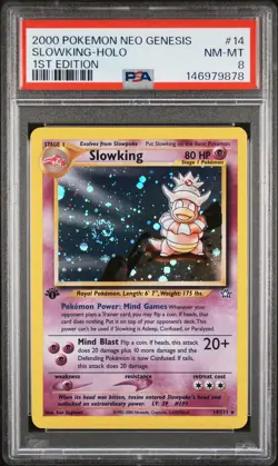 Slowking Holo 14/111 Neo Genesis 1st Edition Pokemon PSA 8 - Image 1