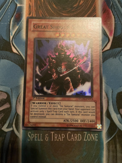 STON-EN013 Great Shogun Shien Super Rare 1st Edition NM Yugioh Card - Image 1