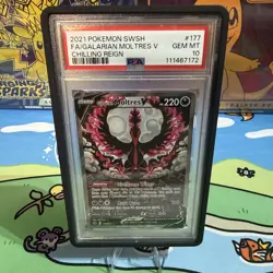 Pokemon Galarian Moltres V Sword & Shield Chilling Reign Full Art 177/198 PSA 10 - Image 1