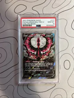 PSA 10 GEM MINT 2021 POKEMON SWSH GALARIAN MOLTRES V 177/198 CHILLING REIGN 🔥🔥 - Image 1