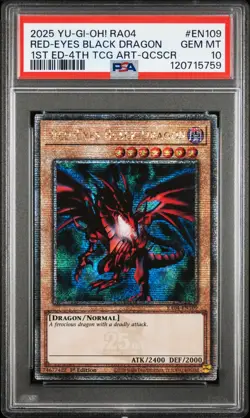 Yugioh PSA 10 2025 Red-Eyes Black Dragon RA04-EN109 QCR 1st Edition "4th" *5759 - Image 1