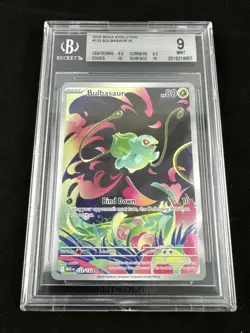 Pokemon Bulbasaur 133/132 Me01: Mega Evolution IR Holo Beckett BGS 9 MINT - Image 1