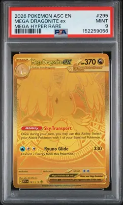 2026 POKEMON ASCENDED HEROES #295 MEGA DRAGONITE EX MEGA HYPER RARE PSA 9 - Image 1