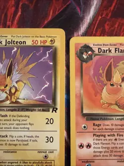 Team Rocket Pokemon Dark Jolteon, Dark Flareon, Eevee, & Jungle Eevee LP/MP Lot - Image 3