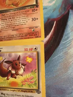 Team Rocket Pokemon Dark Jolteon, Dark Flareon, Eevee, & Jungle Eevee LP/MP Lot - Image 5