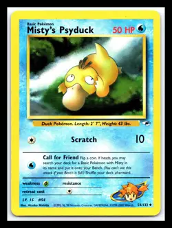💥 Misty’s Psyduck 54/132 Gym Heroes WOTC Pokemon Vintage 2000 Non Holo Foil - Image 1