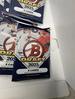 2025 Bowman Draft Mega Box Base Packs Lot Of 20 Laser Refractors And 1st Bowman - Image 1